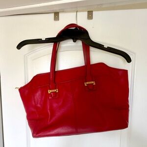 Coach Red Leather Tote Bag